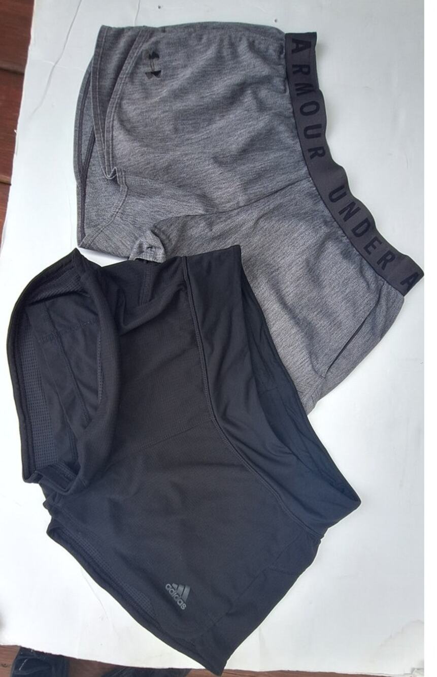 Adidas + Under Armour Women's Athletic Running Training Shorts Gray Black  M